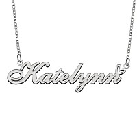 Aoloshow Stainless Steel Silver Name Necklace Katelynn Heart Charm Necklace Best Friends Jewelry Gifts