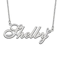 Aoloshow Stainless Steel Silver Name Necklace Shelby Heart Charm Necklace Best Friends Jewelry Gifts