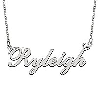 Aoloshow Stainless Steel Silver Name Necklace Ryleigh Heart Charm Necklace Best Friends Jewelry Gifts