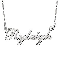 Aoloshow Stainless Steel Silver Name Necklace Ryleigh Heart Charm Necklace Best Friends Jewelry Gifts