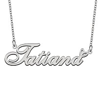 Aoloshow Stainless Steel Silver Name Necklace Tatiana Heart Charm Necklace Best Friends Jewelry Gifts