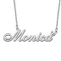 Aoloshow Stainless Steel Silver Name Necklace Monica Heart Charm Necklace Best Friends Jewelry Gifts