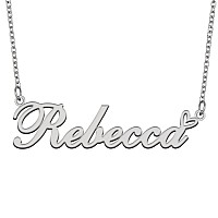 Aoloshow Stainless Steel Silver Name Necklace Rebecca Heart Charm Necklace Best Friends Jewelry Gifts