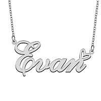 Aoloshow Stainless Steel Silver Name Necklace Evan Heart Charm Necklace Best Friends Jewelry Gifts