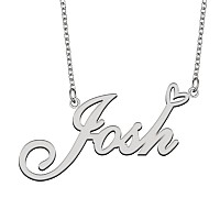 Aoloshow Stainless Steel Silver Name Necklace Josh Heart Charm Necklace Best Friends Jewelry Gifts