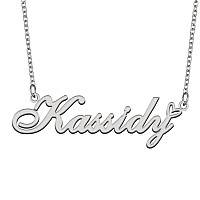 Aoloshow Stainless Steel Silver Name Necklace Kassidy Heart Charm Necklace Best Friends Jewelry Gifts