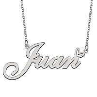 Aoloshow Stainless Steel Silver Name Necklace Juan Heart Charm Necklace Best Friends Jewelry Gifts