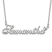 Aoloshow Stainless Steel Silver Name Necklace Samantha Heart Charm Necklace Best Friends Jewelry Gifts