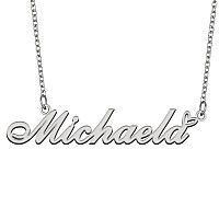 Aoloshow Stainless Steel Silver Name Necklace Michaela Heart Charm Necklace Best Friends Jewelry Gifts