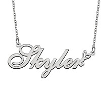 Aoloshow Stainless Steel Silver Name Necklace Skyler Heart Charm Necklace Best Friends Jewelry Gifts