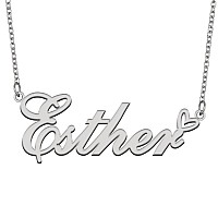 Aoloshow Stainless Steel Silver Name Necklace Esther Heart Charm Necklace Best Friends Jewelry Gifts