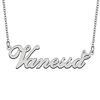 Aoloshow Stainless Steel Silver Name Necklace Vanessa Heart Charm Necklace Best Friends Jewelry Gifts