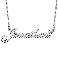 Aoloshow Stainless Steel Silver Name Necklace Jonathan Heart Charm Necklace Best Friends Jewelry Gifts