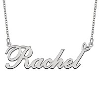 Aoloshow Stainless Steel Silver Name Necklace Rachel Heart Charm Necklace Best Friends Jewelry Gifts