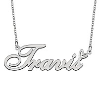 Aoloshow Stainless Steel Silver Name Necklace Travis Heart Charm Necklace Best Friends Jewelry Gifts