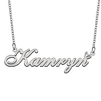 Aoloshow Stainless Steel Silver Name Necklace Kamryn Heart Charm Necklace Best Friends Jewelry Gifts