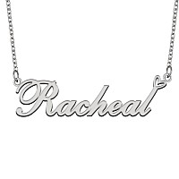 Aoloshow Stainless Steel Silver Name Necklace Racheal Heart Charm Necklace Best Friends Jewelry Gifts