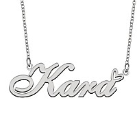 Aoloshow Stainless Steel Silver Name Necklace Kara Heart Charm Necklace Best Friends Jewelry Gifts