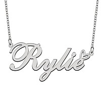 Aoloshow Stainless Steel Silver Name Necklace Rylie Heart Charm Necklace Best Friends Jewelry Gifts