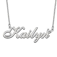 Aoloshow Stainless Steel Silver Name Necklace Kailyn Heart Charm Necklace Best Friends Jewelry Gifts