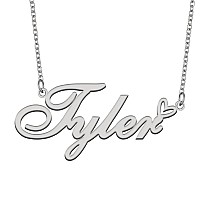 Aoloshow Stainless Steel Silver Name Necklace Tyler Heart Charm Necklace Best Friends Jewelry Gifts