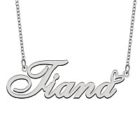 Aoloshow Stainless Steel Silver Name Necklace Tiana Heart Charm Necklace Best Friends Jewelry Gifts