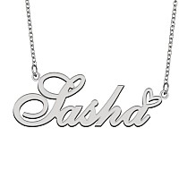 Aoloshow Stainless Steel Silver Name Necklace Sasha Heart Charm Necklace Best Friends Jewelry Gifts