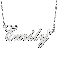 Aoloshow Stainless Steel Silver Name Necklace Emily Heart Charm Necklace Best Friends Jewelry Gifts