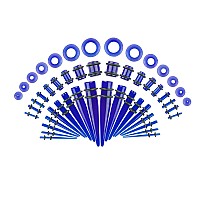 Memsion Ear Stretching Kit 50 Pieces Earrings 14Gauges00Gauges Earrings Acrylic Tapers Plugs Silicone Tunnels Ear Gauges Expand