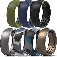 Thunderfit Silicone Rings For Men Breathable Patterned Design Wedding Bands 8Mm Black Olive Green Bronze B Dark Blue D Gr