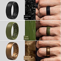 Thunderfit Silicone Rings For Men Breathable Patterned Design Wedding Bands 8Mm Black Olive Green Bronze B Dark Blue D Gr