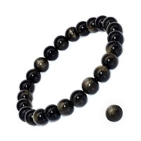 Dazcolo Natural Gemstone Bracelet 75 In Stretch Gems Stones 8Mm Round Beads Healing Crystals Quartz Women Men Girls Gifts Gold