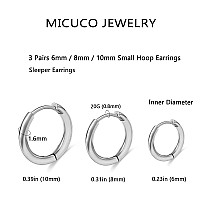 Micuco Small Huggie Hoop Earrings For Women Tiny Cartilage Hoop Earrings For Men Helix Daith Tragus Ear Hugging Hoop Earrings Wh