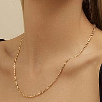 Barzel 18K Gold Plated Curbcuban Link Gold Chain Necklace 2Mm 3Mm 4Mm 5Mm For Women Or Men Made In Brazil 16 Inches 3Mm