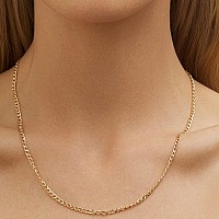 Barzel 18K Gold Plated Curbcuban Link Gold Chain Necklace 2Mm 3Mm 4Mm 5Mm For Women Or Men Made In Brazil 16 Inches 3Mm