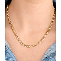 Barzel 18K Gold Plated Curbcuban Link Gold Chain Necklace 2Mm 3Mm 4Mm 5Mm For Women Or Men Made In Brazil 18 Inches 5Mm