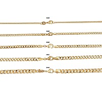 Barzel 18K Gold Plated Curbcuban Link Gold Chain Necklace 2Mm 3Mm 4Mm 5Mm For Women Or Men Made In Brazil 18 Inches 5Mm