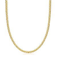 Barzel 18K Gold Plated Curbcuban Link Gold Chain Necklace 2Mm 3Mm 4Mm 5Mm For Women Or Men Made In Brazil 18 Inches 4Mm