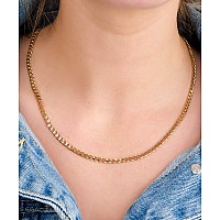 Barzel 18K Gold Plated Curbcuban Link Gold Chain Necklace 2Mm 3Mm 4Mm 5Mm For Women Or Men Made In Brazil 18 Inches 4Mm