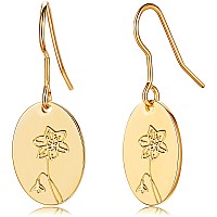 Moodear Trendy Gold Earrings For Women Dainty Flower Dangle Earrings Minimalist 14K Boho Hypoallergenic Statement Jewelry