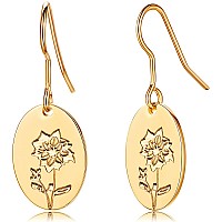 Moodear Trendy Gold Earrings For Women Dainty Flower Dangle Earrings Minimalist 14K Boho Hypoallergenic Statement Jewelry