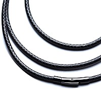 Ioyyio Flexible Waterproof Braided Leather Necklace Cord With Durable Clasp2Mm3Mm Width161820222426283032 Inch Black