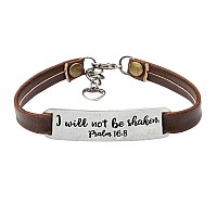 Unqjry Confirmation Gifts For Teenage Girls Inspirational Bracelet For Women Engraved Christian Bible Leather Verse Vintage Jewe