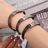 Unqjry Confirmation Gifts For Teenage Girls Inspirational Bracelet For Women Engraved Christian Bible Leather Verse Vintage Jewe