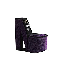 Benjara Decorative High Heel Shoe Jewelry Box with 3 Hooks and Storage, Purple