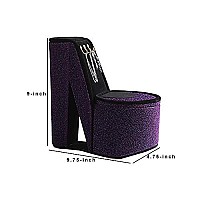 Benjara Decorative High Heel Shoe Jewelry Box with 3 Hooks and Storage, Purple