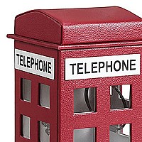 Benjara Decorative Telephone Booth Jewelry Box with 2 Drawers, Red