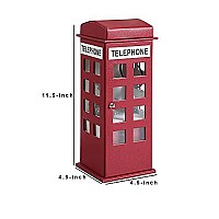 Benjara Decorative Telephone Booth Jewelry Box with 2 Drawers, Red