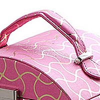 Benjara Travel Jewelry case with 2 Drawer Storage and Wavy Textured Pattern, Pink