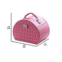 Benjara Travel Jewelry case with 2 Drawer Storage and Wavy Textured Pattern, Pink